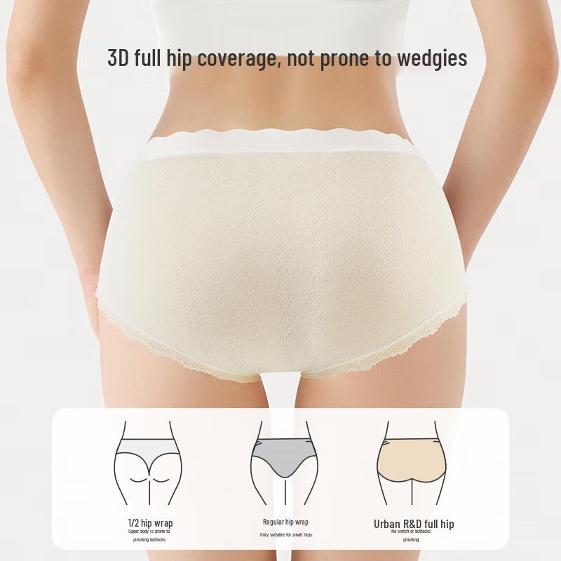 MaoRen Women's Sexy Lace Mid-Waist Briefs 3-Pack