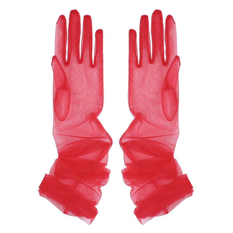 Women Bridal Wedding Tulle Full Finger Long Gloves Opera Evening Prom Party Gloves Christmas Halloween Cosplay Costume Gloves