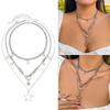 3Pieces Star Fringe Necklace Hip Hop Round Bead Choker Multilayer Clavicle Chain Y2K Jewelry OT Buckle Necklace Party