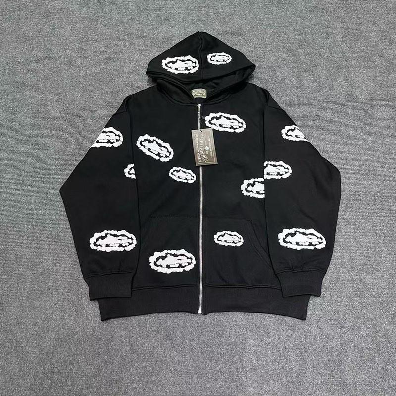 Mens Casual Tracksuit Set Long Sleeve Zip-Up Hooded Jacket Sweatpants Streetwear Floral Print Fleece Lined Sportswear