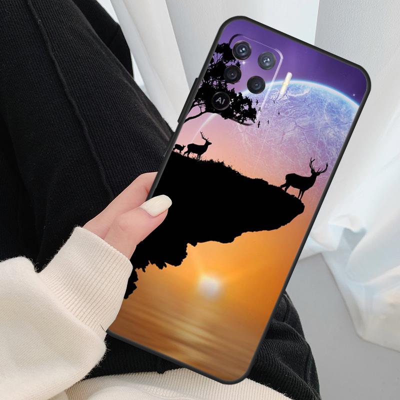 Deer Reindeer Animal Case For Oppo A54 A74 A94 A18 A57 A17 A77 A38 A58 A78 A98 A80 A60 A40 A96 A76 A16 A15 A5 Pro