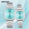 Sanda Couple Quartz Watch Men's and Women's Square Watch 3ATM Waterproof Calendar Simple and Elegant Women's Watch3278.3277