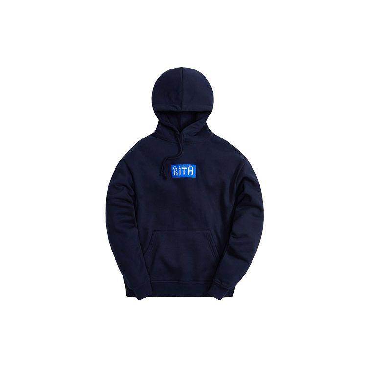 Kith Hebrew Script Hoodie Nocturnal Men Tops Blue KHM030261-413