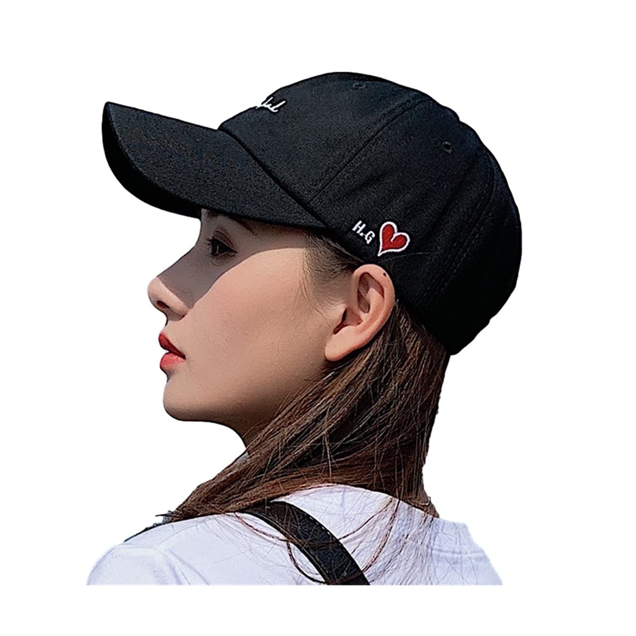 

English One Adjustable UV UV English [Gitiamo] Women s Cap, Letters, Heart, Point, Embroidery, Adjuster, Hat, Cap, Black, White, Ivory, Cute, Cute,