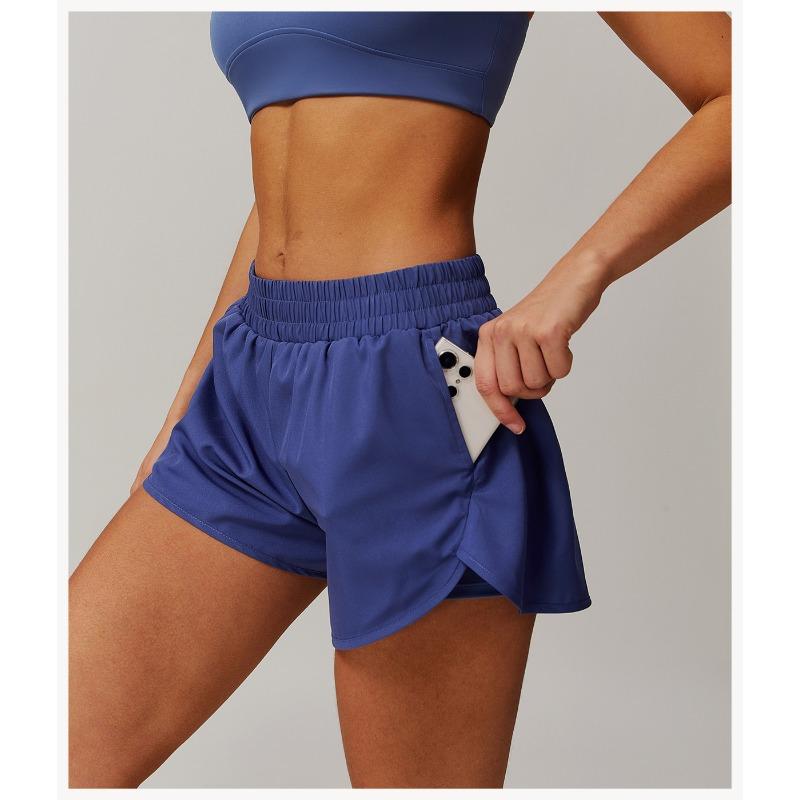 Women S Quick Dry Yoga Shorts Fake Two Piece Sports Shorts For Fitness