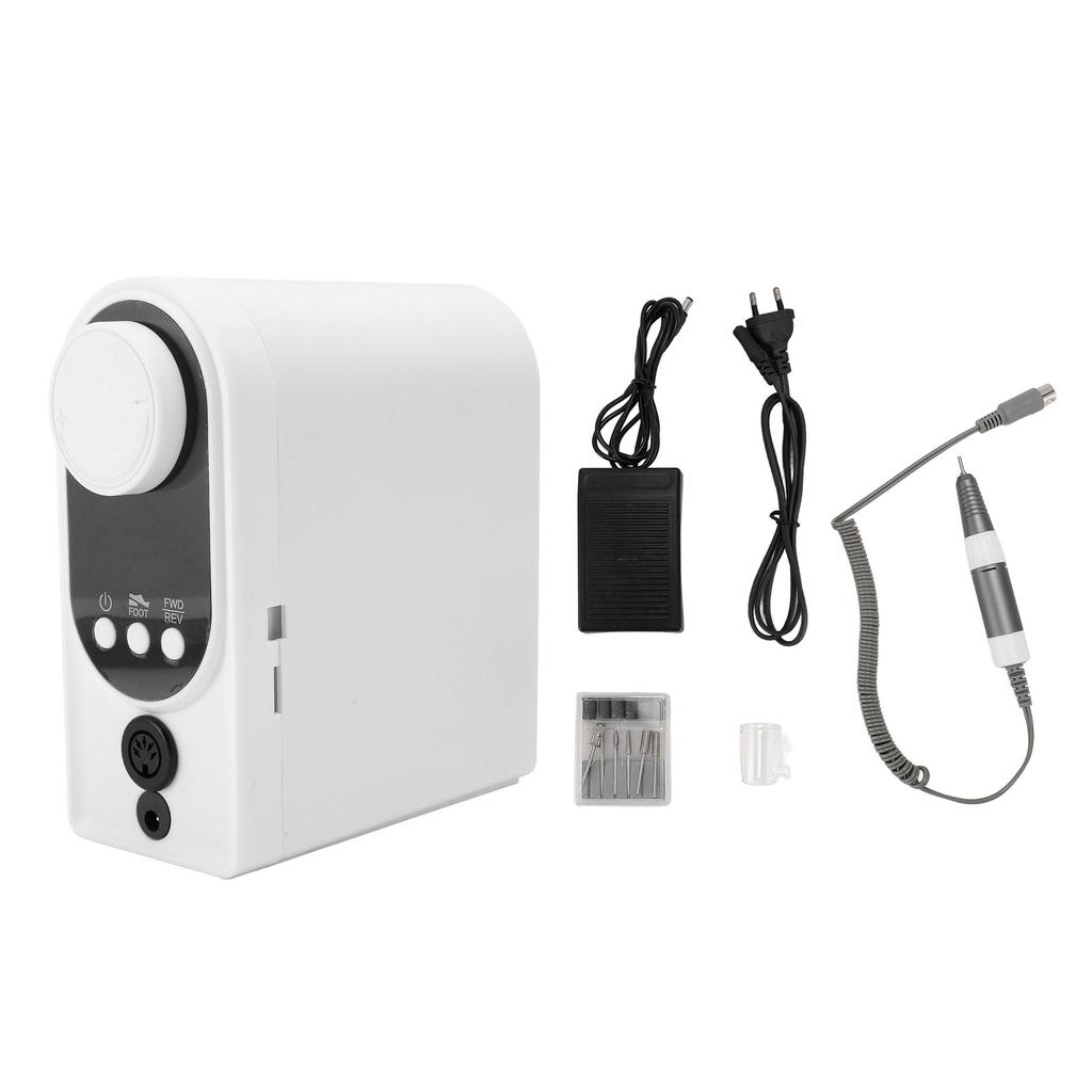 Electric Nail Drill Professional 35000RPM Plug and Play Nail File Machine with Foot Pedal Pen Holder