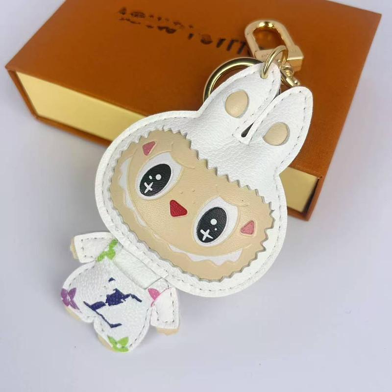 Metal Imitation Leather Keychain Pendant Cartoon Creative Couple Doll Jewelry Bag Pendant