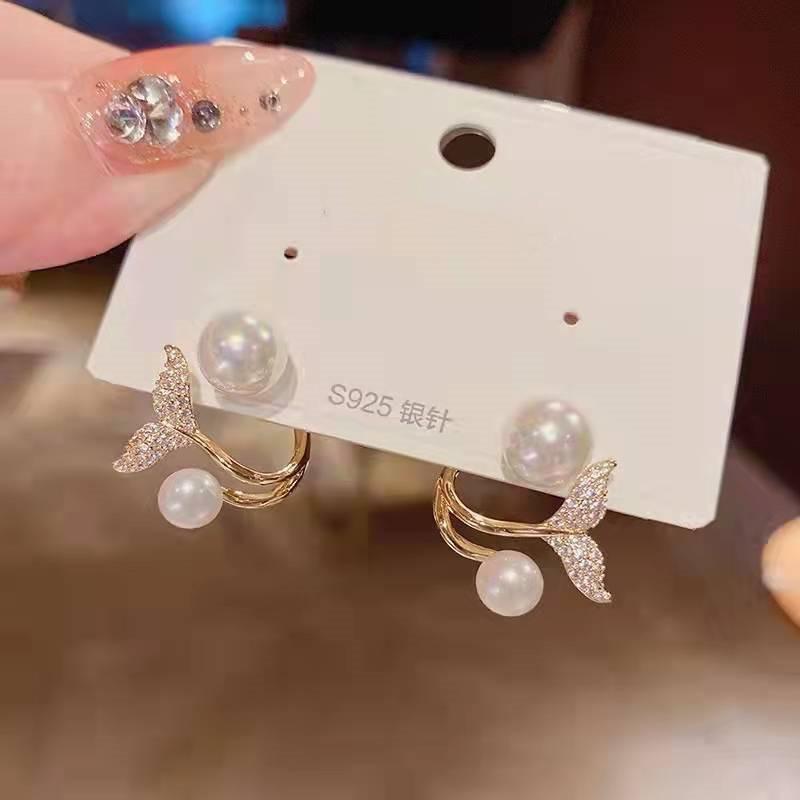 Koreanske Vintage Perle Krystall Øredobber For Kvinner Smykker Høyklasse Luksus Zirkon Blomst Sommerfugl Blad Kvinners Stiftøredobber