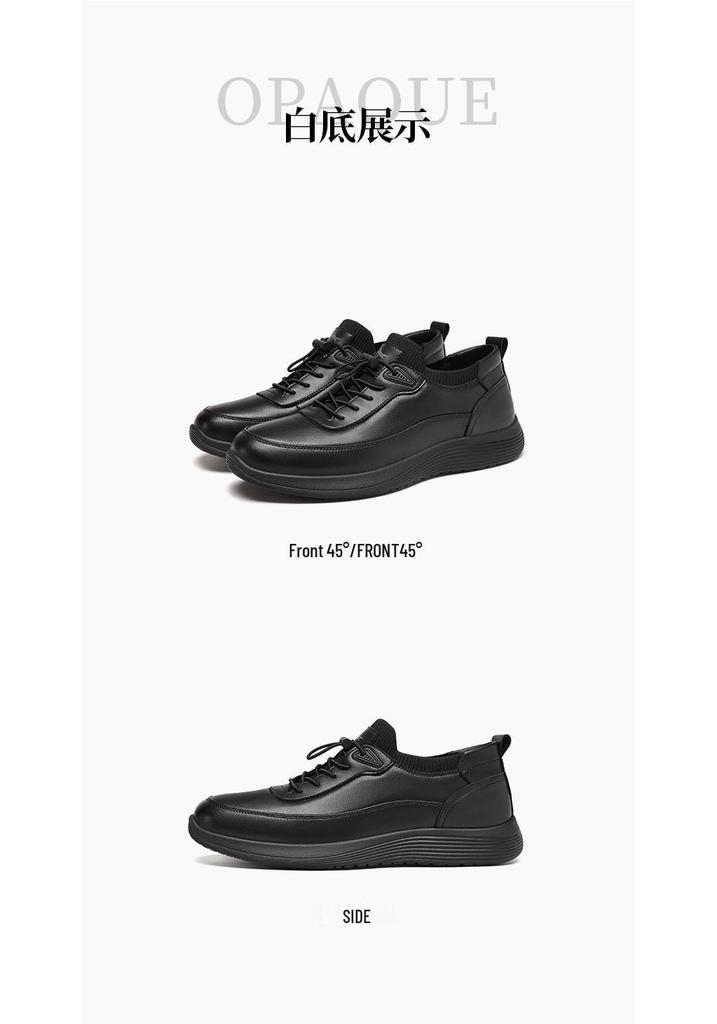 Red Dragonfly Men's 2025 Slip-On Leather Sports Shoes - Comfortable, Non-Slip, Waterproof Travel Shoes in Black
