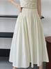 Luxi Pink Pleated High-Waist A-Line Mid-Length Skirt for Women - Sweet and Elegant Design