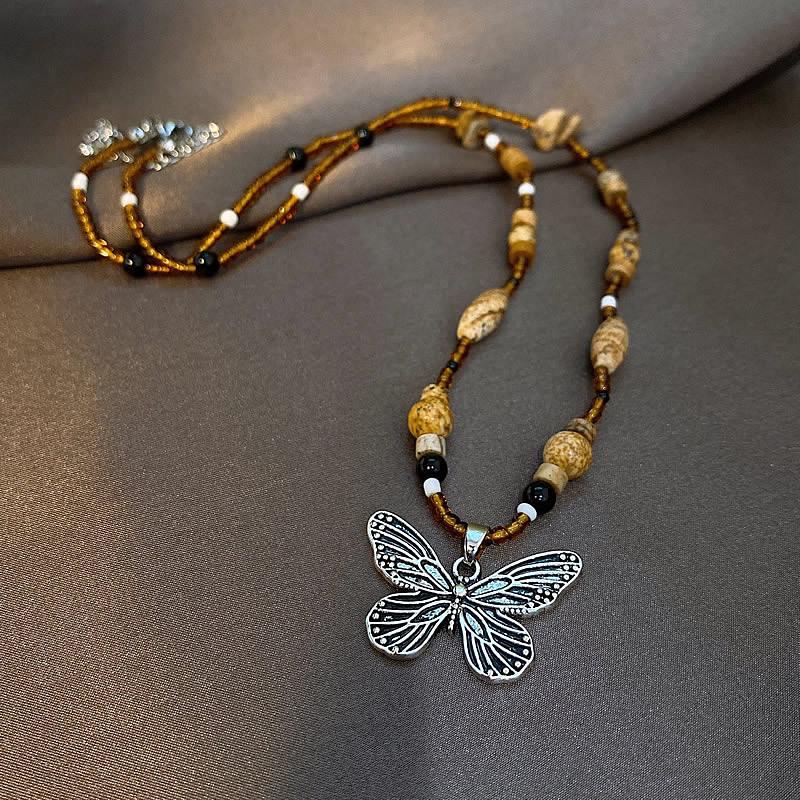 Retro Tiger Eye Stainless Steel Necklace - Light Luxury, Versatile Clavicle Chain Jewelry