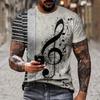 3D Print Instrument Music T-Shirt For Men Colorful Art Party Pattern T Shirts Summer Casual Short Sleeves O-Neck Tops Loose Tees