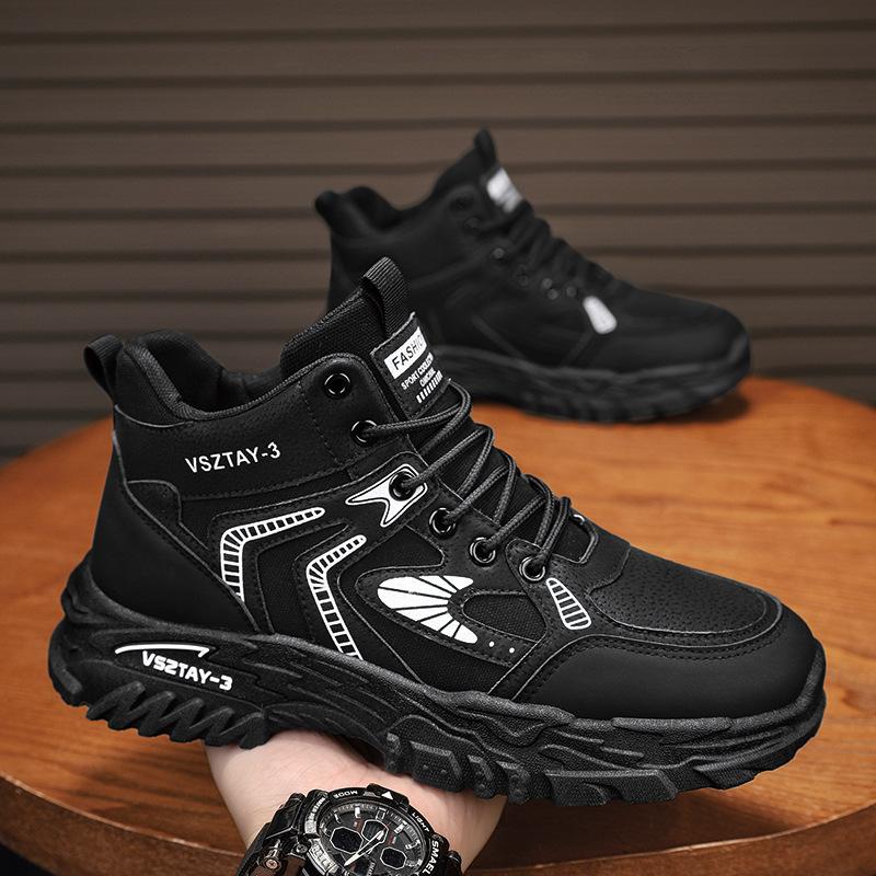 Высокие осенние новые уличные альпинистские кроссовки кожаные водонепроницаемые черные локомотивные ботинки Мартина 39