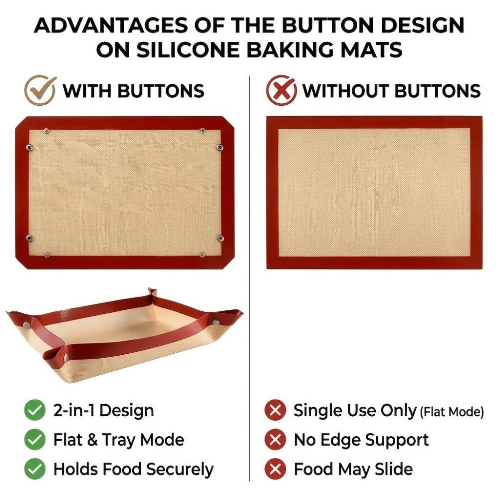 Heat Resistant Silicone Baking Mat Leak-proof Snap Lock Non-Stick Baking Tray Reusable Thickened Breadboard Liner Home Baking