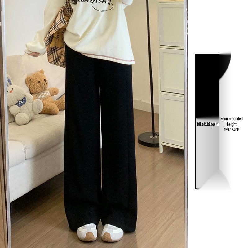 Women's Pink High-Waisted Wide-Leg Pants - Drapey, Petite, Casual for Spring, Autumn, Winter 2026