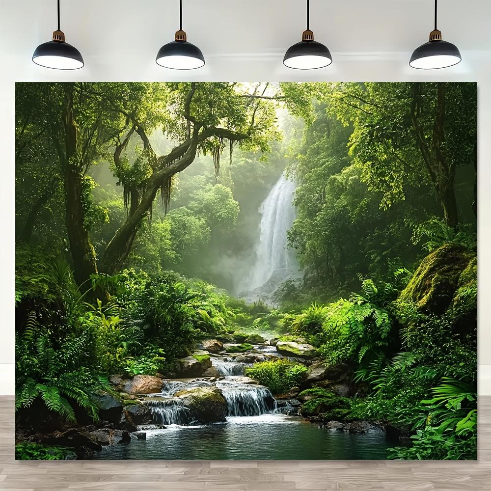 1 Piece, Large Green Forest Decorative Backdrop, Suitable for Spring Decoration, Made of Durable Polyester Fiber