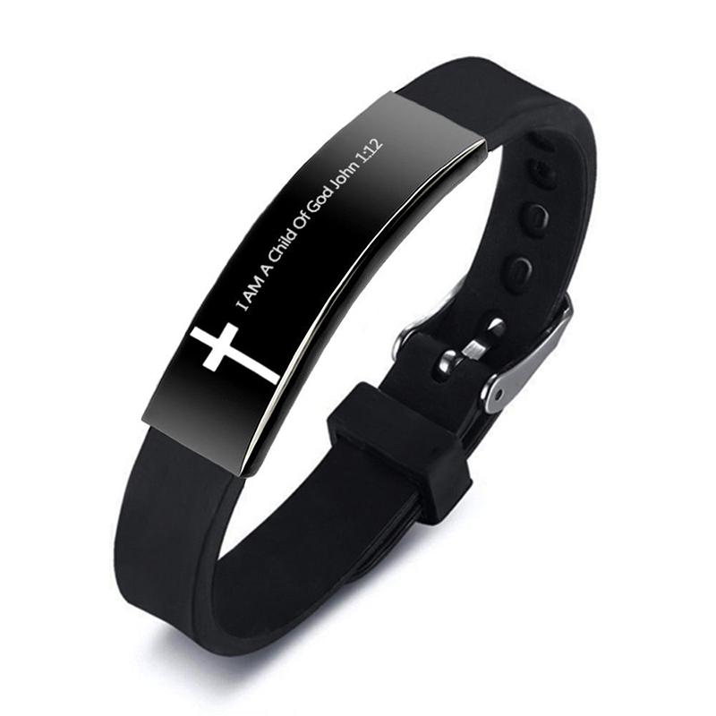 Brățară din oțel inoxidabil Biblia creștină de modă Brățară Cruce gravată Scriptura Psalm Brățări de cuplu Bijuterii religioase pentru bărbați și femei