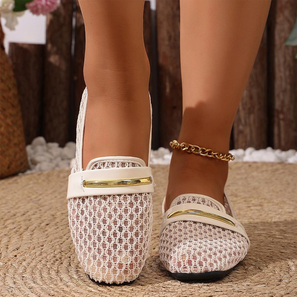 Women's Summer Casual Slip On Flats Breathable Woven Mesh Loafers Lightweight Comfortable Walking Shoes