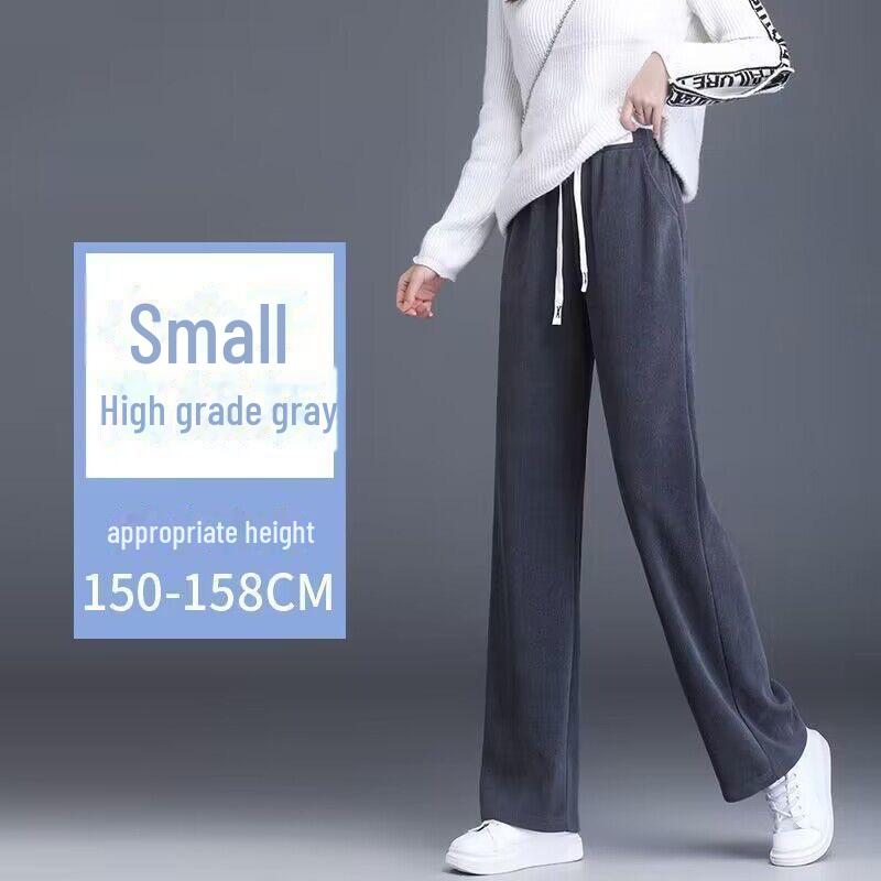 Women's Chenille High-Waist Wide-Leg Pants, Casual Velvet Drape for Autumn and Winter