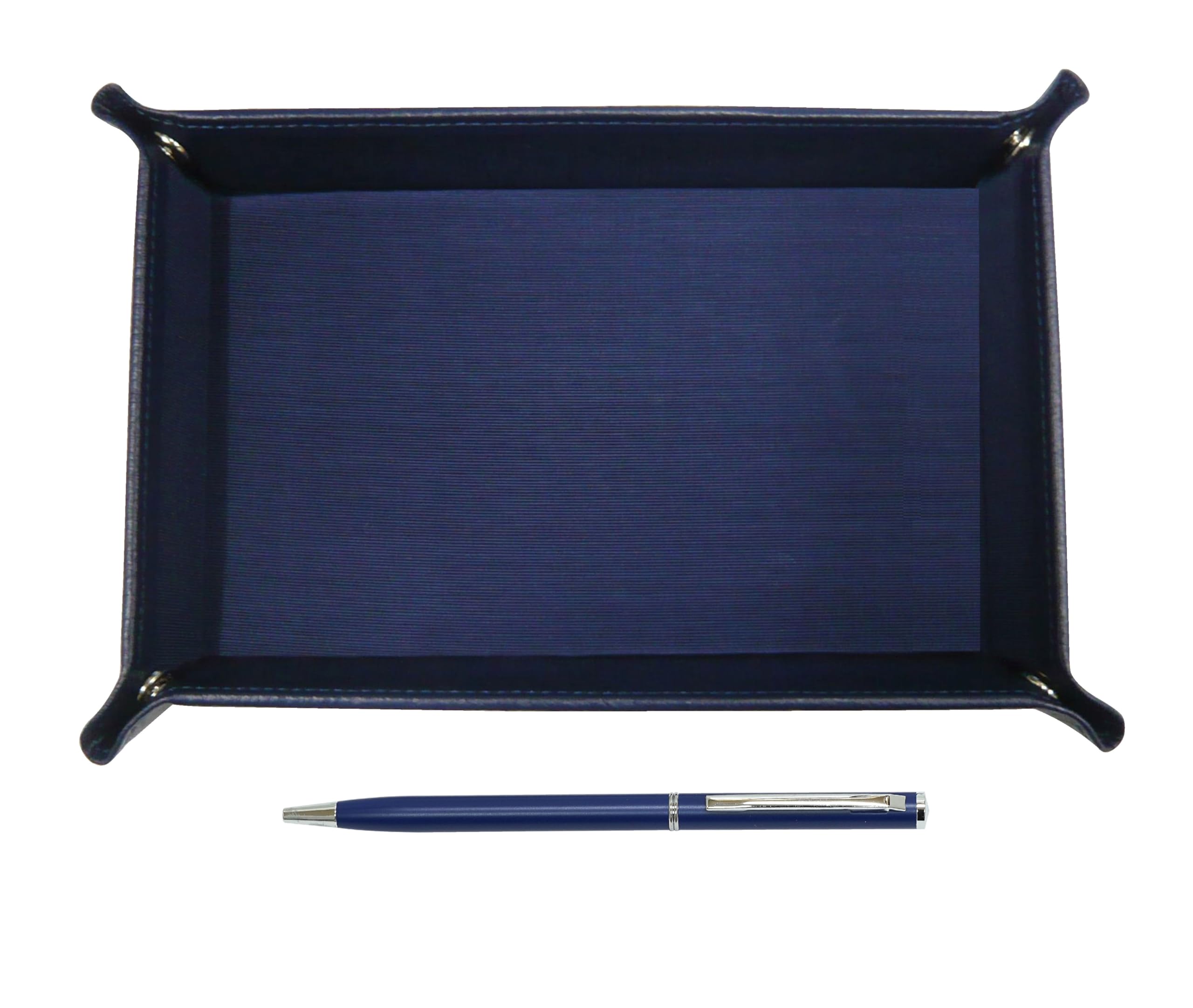 

Japanese grained cowhide pen tray blue slim rotary ballpoint pen set blue TRAL-PD04-L