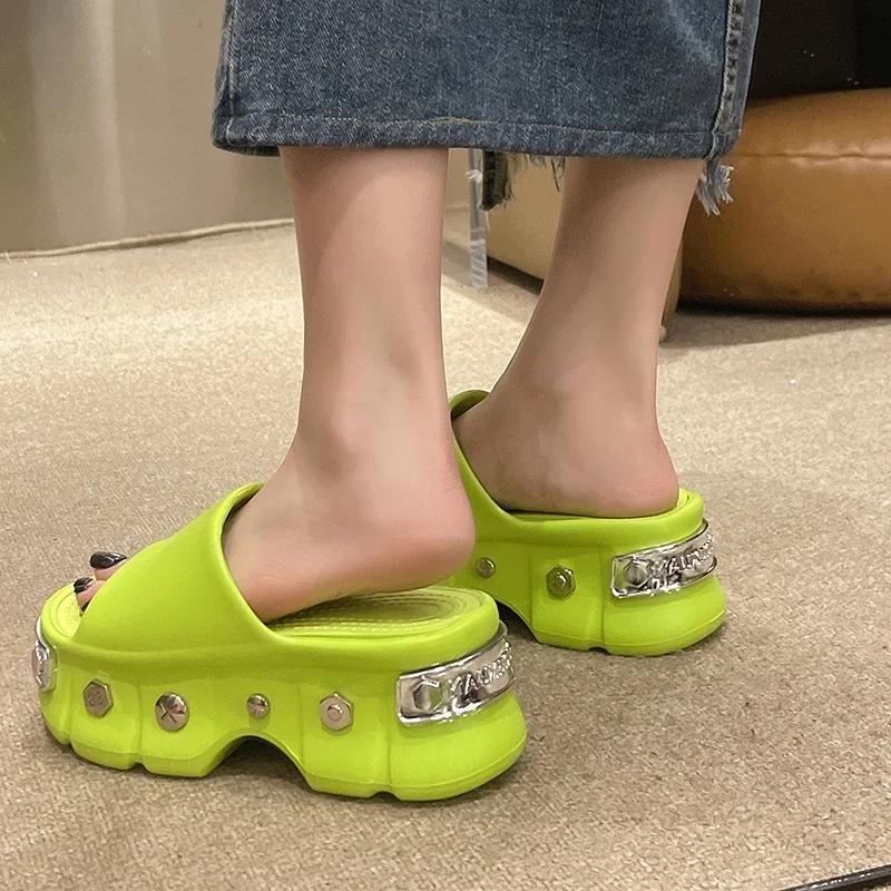 Fashion Summer Ins Women's Men Large Size Thick Bottom Sandals Couples Letter Casual Slippers Unisex Adult Beach Shoes Size 35-40