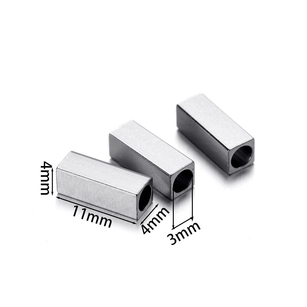 

20 шт./лот, квадратные кубовидные бусины из нержавеющей стали, объемные свободные бусины-разделители для DIY, фурнитура для браслетов, принадлежности для изготовления ювелирных изделий 4x11mm серебряный