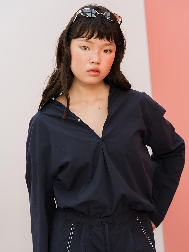 EDENIK Half Open Shirt_Dark Navy