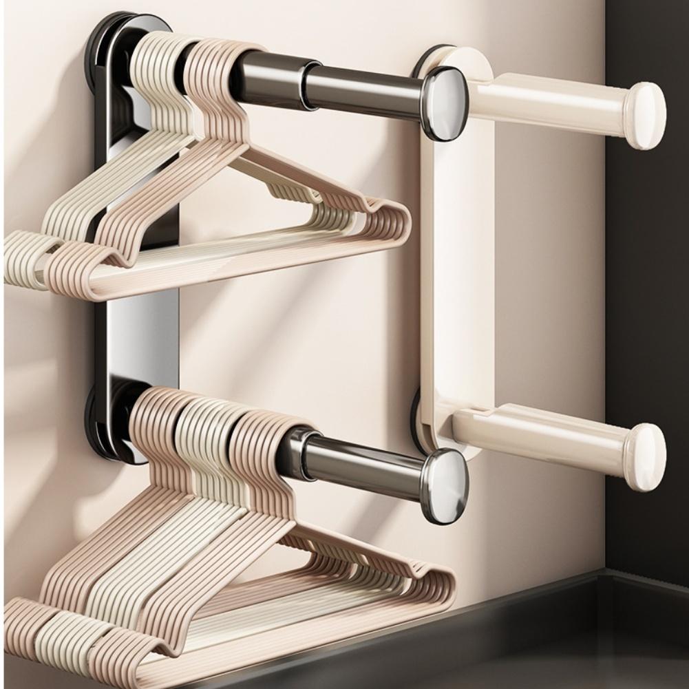 Suction cup clothes hanger organizer for laundry room storage fits adult and child hangers and space-saving design