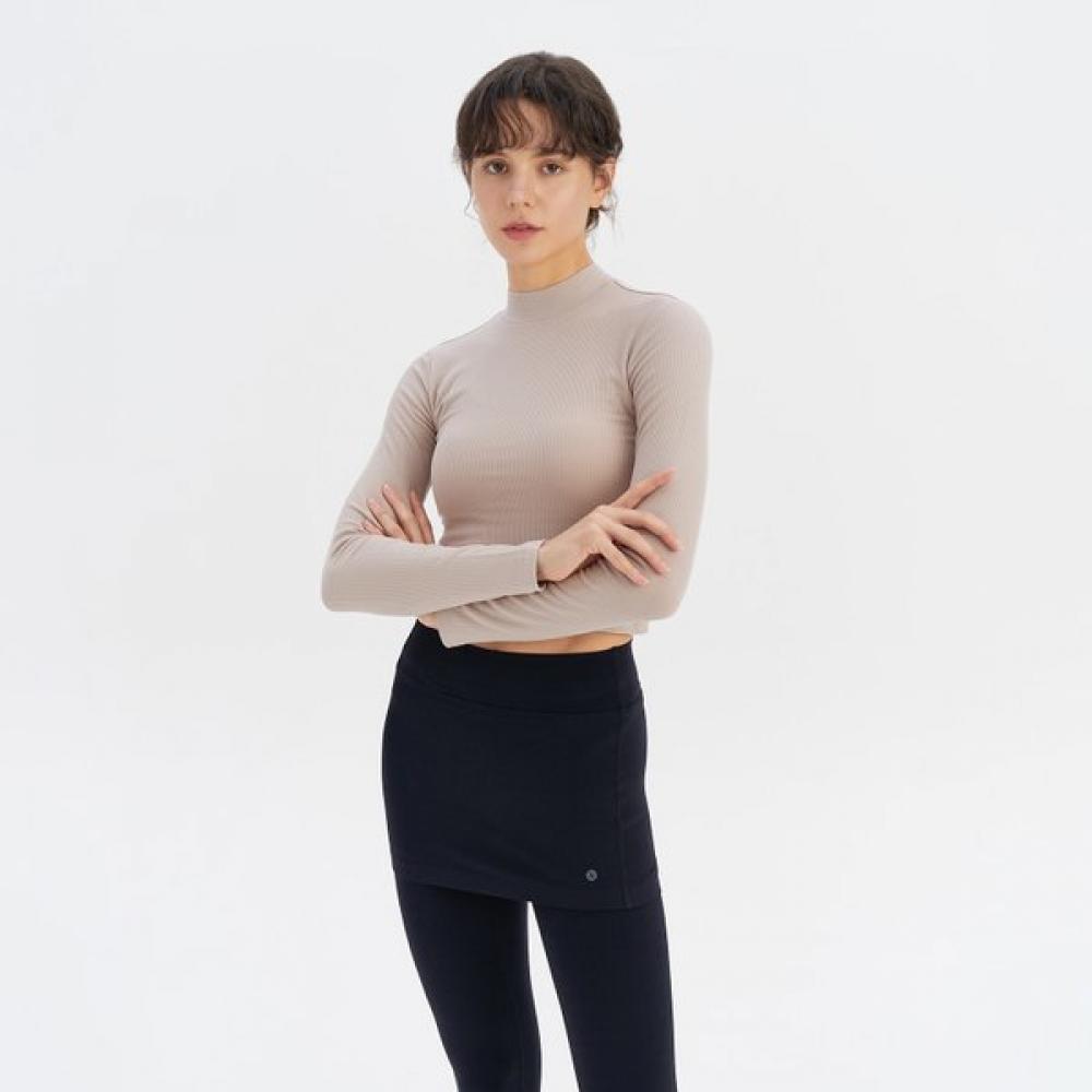 Huit Fleece Mock Neck Crop Long Sleeve Tee Htwtl3l23t