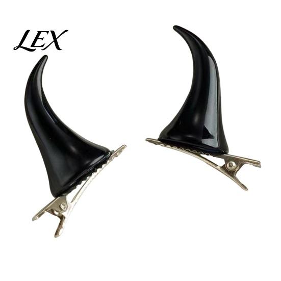 Cosplay Headwear for Women 2Pcs Halloween Evil Horn Hair Clips, Small Horror Demon Goth Ear Resin Clips Hairpins, Barrettes Accessories Adults