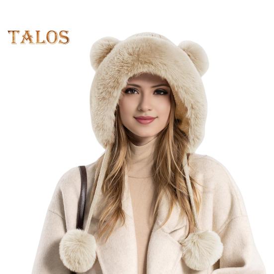 

Зимняя женская шапка из пушистого плюша с утолщенным теплом, с декором в виде мяча, защита ушей, однотонная, ветрозащитная, для кемпинга, велоспорта, катания на лыжах, головной убор бежевый