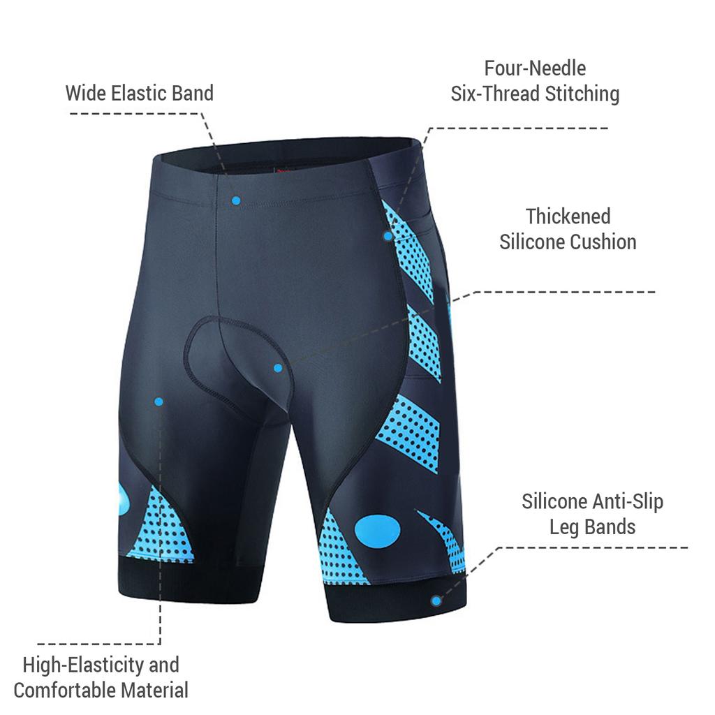 Ademende Fietsbroek Heren 4D Gewatteerd Schokbestendig Fietsbroek Sneldrogend Halve Broek