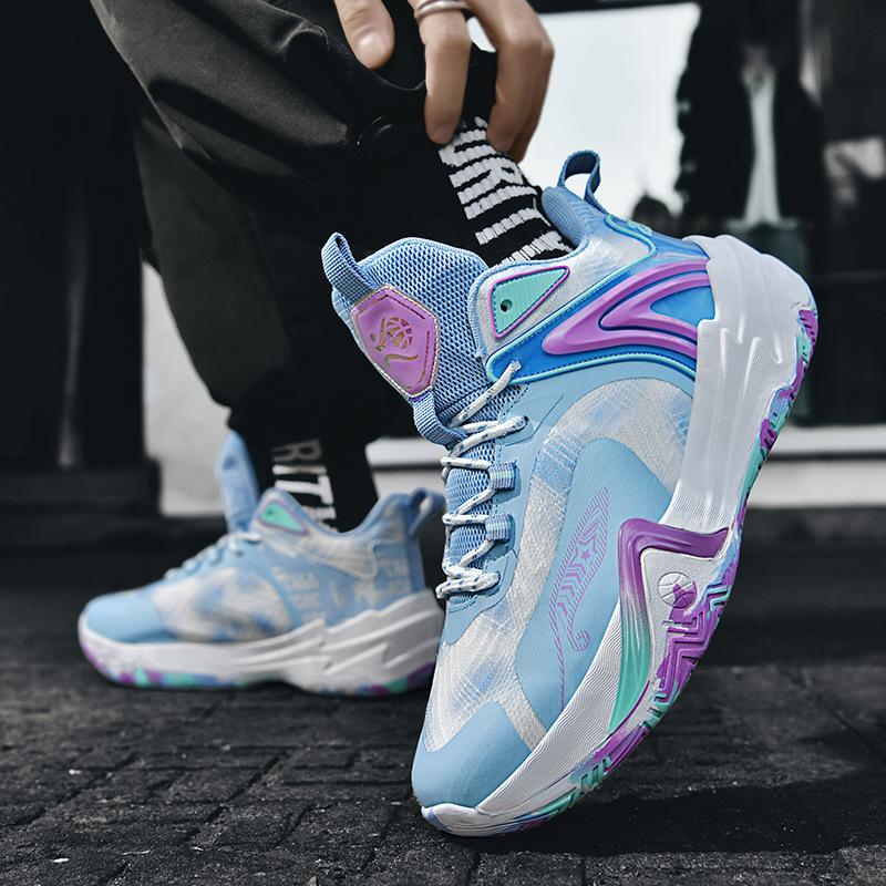 Basketballschuhe 22 neue Sommer atmungsaktive Teenager Trendschuhe rutschfeste Reibungsgeräusche Kampfsport-Sneaker Plateau-Sneaker