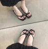 Korean slippers, new niche in the summer of 2024, sweet temperament, elegant strap, low-heeled commuter sandals