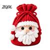 Santa Claus Crochet Pattern Christmas Pouch Kit, DIY Snowman Pouch, Cute Penguin Elk Bear Beginner Friendly Yarn Kit Designs, Storage Bag Craft