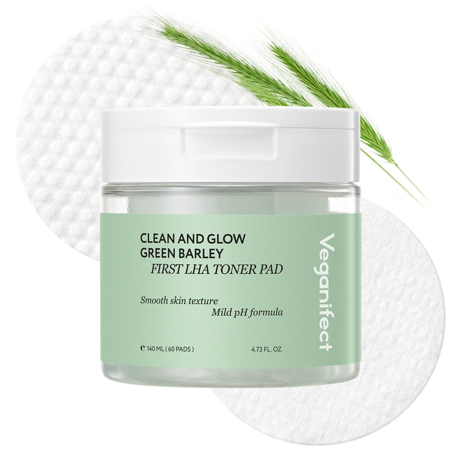 

Veganifect Vegan Green Barley First LHA Toner Pads 60 sheets Partial Pack Exfoliating Care Soothing Pack Korean Cosmetics (Official Effect)