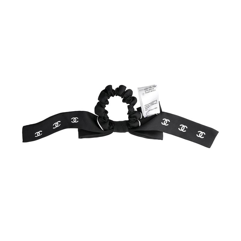 CHANEL new bow rabbit ears silk hair rope women's black