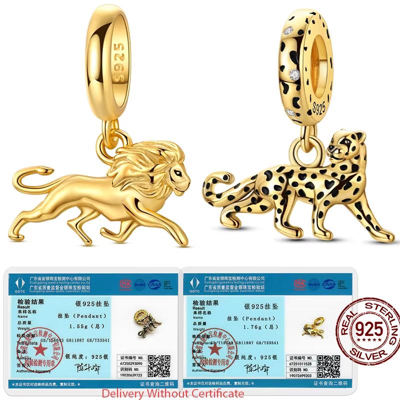 Original Real Copper Charms Bead Gold Leopard Gold Lion Pendants For Women Men Diy Jewelry Fit Original Bracelets
