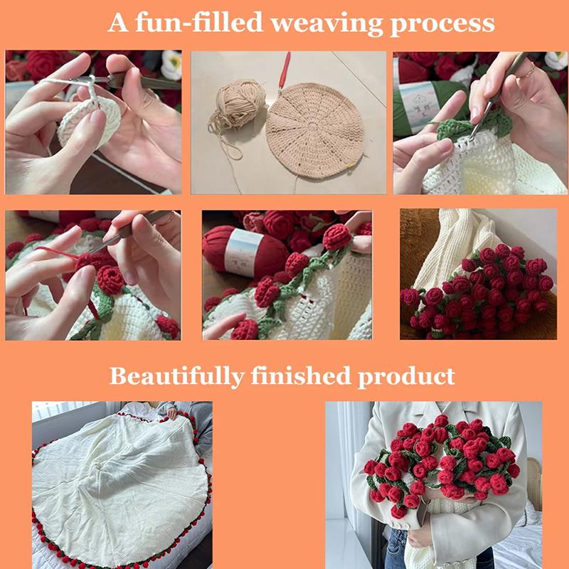 Handmade Wool Diy Bouquet Blanket Crochet Blanket Gift For Mother,Girlfriend,Sofa Blanket Surprise Flower Bouquet
