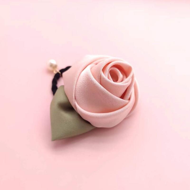 French Retro Fabric Rose Large Intestine Hair Band Elegant Bow  High-Grade Scrunchies Girl Hair Accessoires