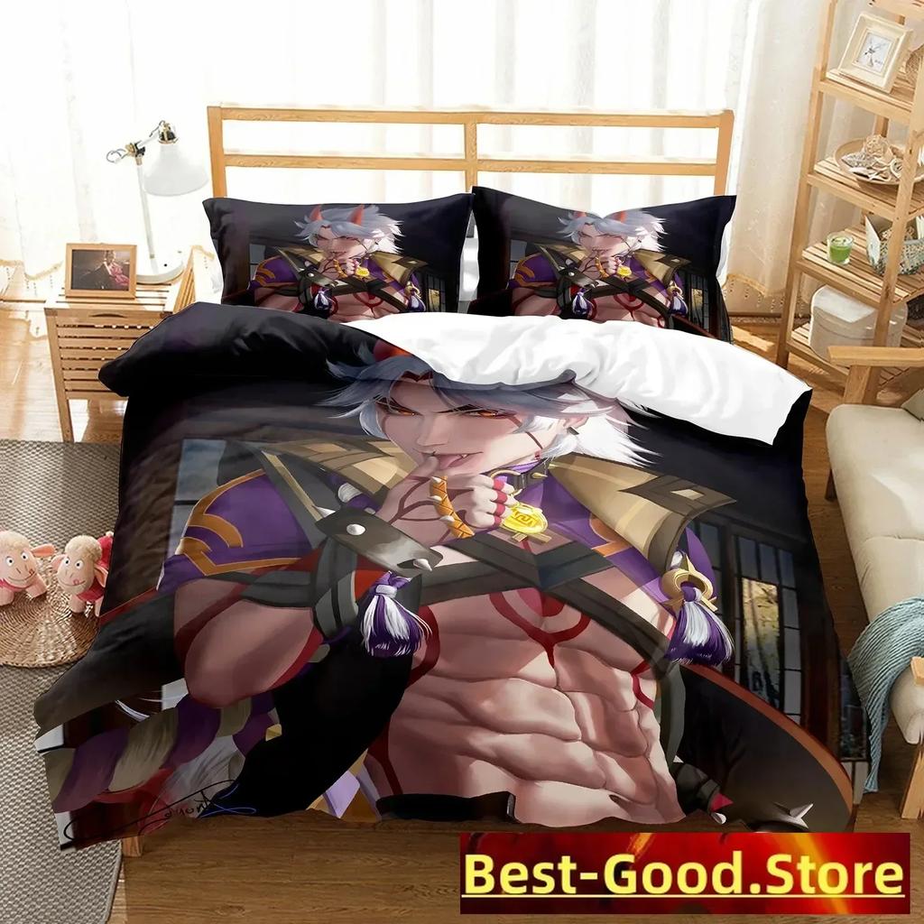 3D Print Arataki Ltto Bedding Set Single Twin Full Queen King Size Genshin Impact Bed Set Adult Kid Bedroom Duvet Cover Sets