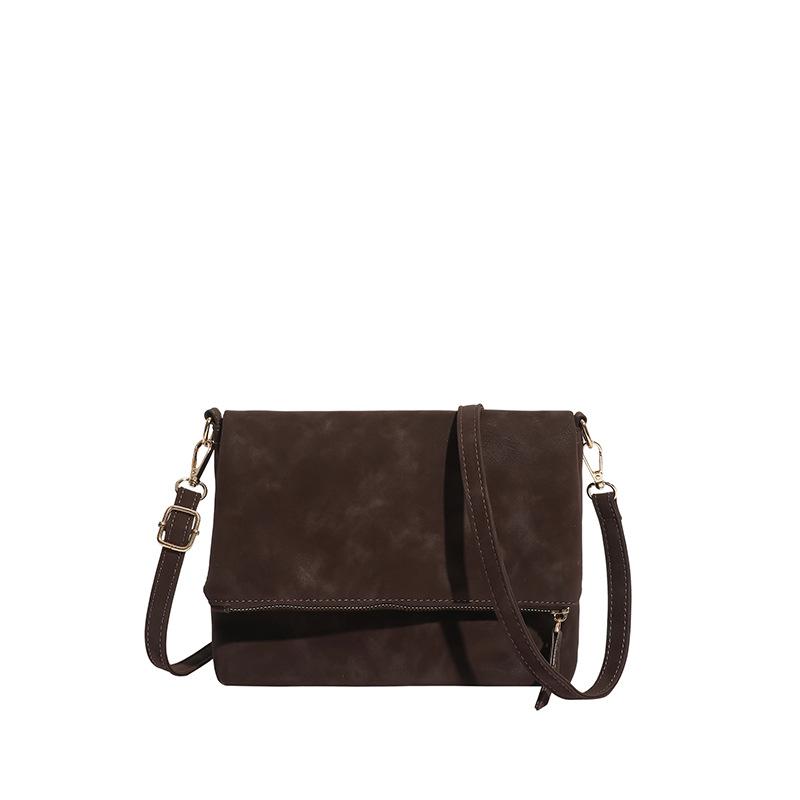 

Trendy Women Crossbody Bag Fashi Texture Simple and Versatile Shoulder Bag Large Capacity Lightweight and Casual Saddle Bag темно-коричневого кольору