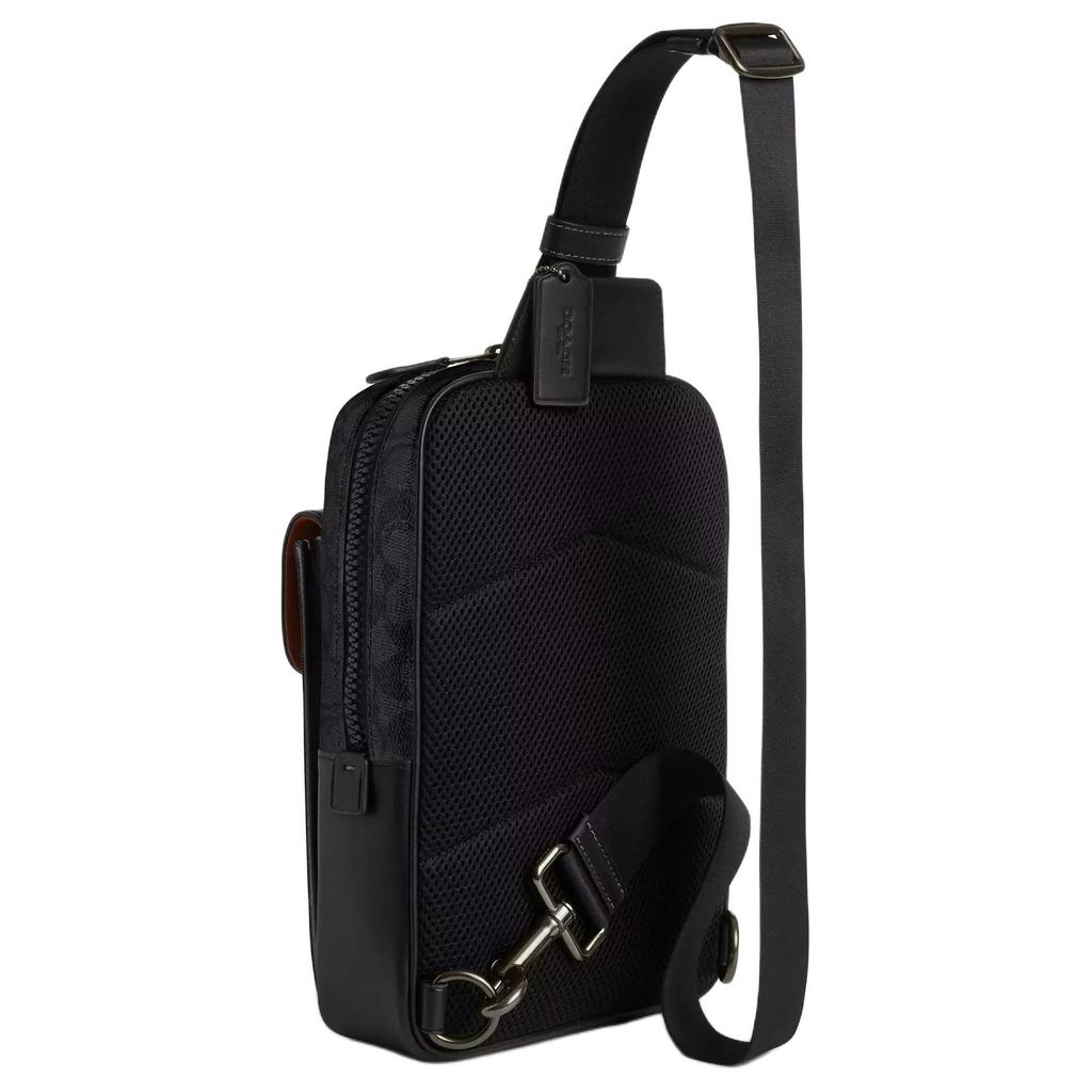 Coach Track Coated Canvas Sling Bag Small Men's Black CX880-QBMI5