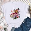 Premium T-Shirt unisex'S Fashion Funny Flower Butterfly Letters Print Unisex Tshirt Casual Funny T Shirt For Lady Girl Top Tee