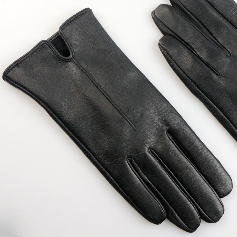 

Кожаные перчатки женские овчина длинные пальцы сенсорный экран зимние теплые и бархатные one size fits all чёрный