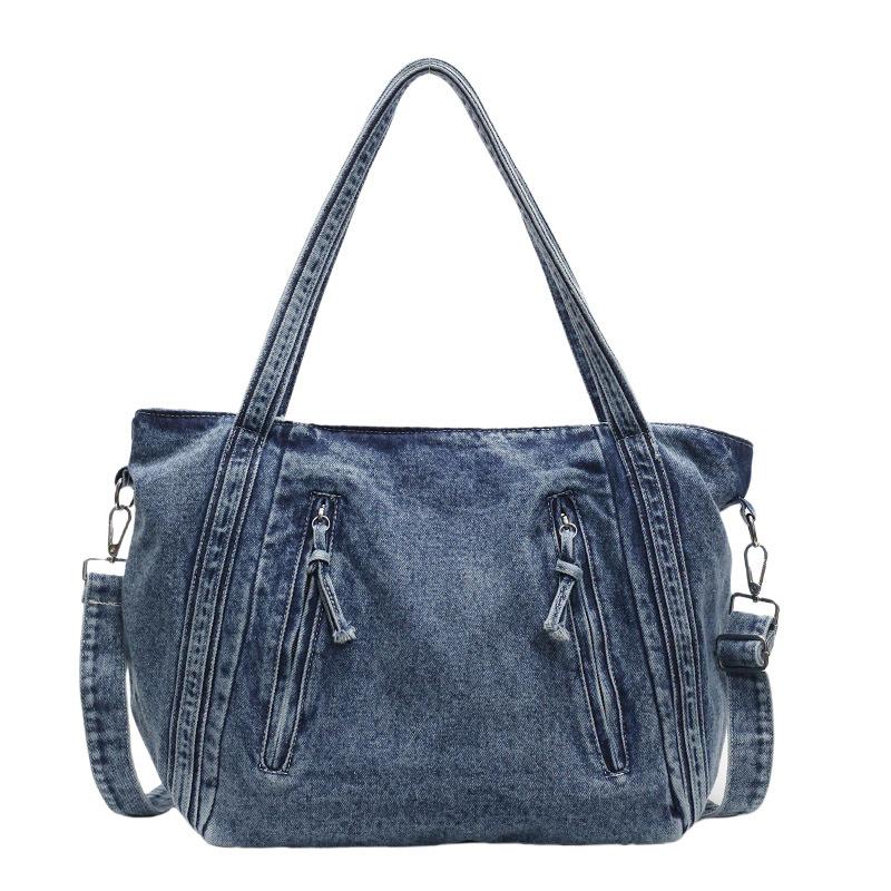 Washed Denim Bag 2025 New Large-capacity Shoulder Bag Trendy Cool Retro Portable Tote Bag Women's Work Commuter Bag