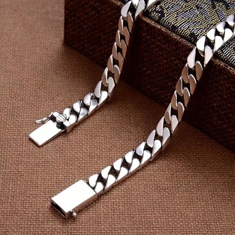 Collana catena cubana placcata in argento sterling S collana di tendenza Moda maschile Ins Versatile hip-hop collana vistosa per uomo e donna Hip-hop trendy