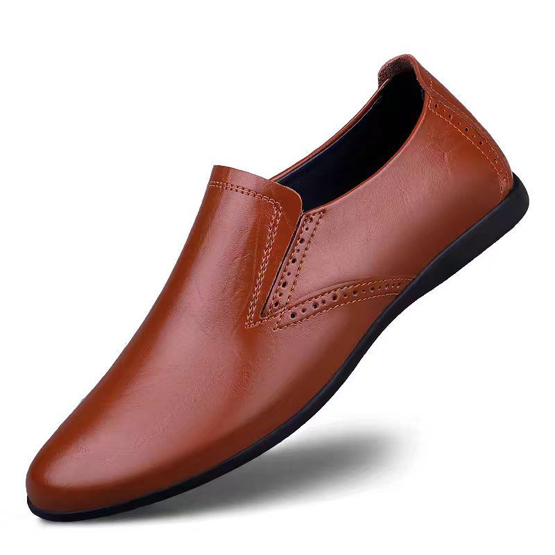 

Роскошные брендовые коричневые мужские деловые кожаные туфли для взрослых, повседневные, без застежек, лоферы для торжественного платья, дышащие, мягкие туфли на плоской подошве для мужчин, водителей 45 коричневый