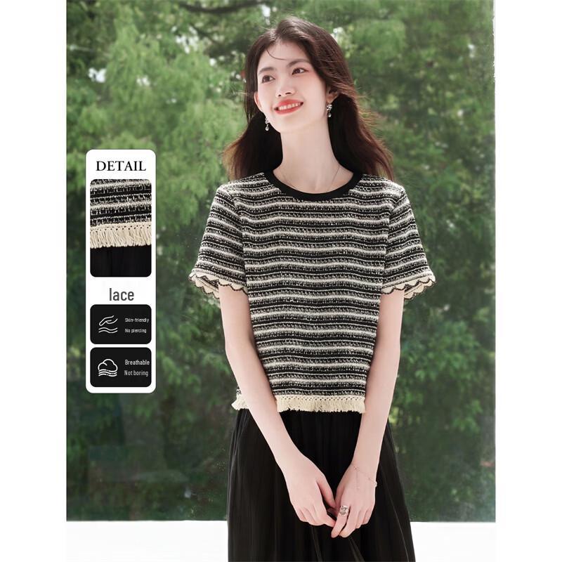 

Women s Comfortable Striped Short Sleeve T-Shirt M