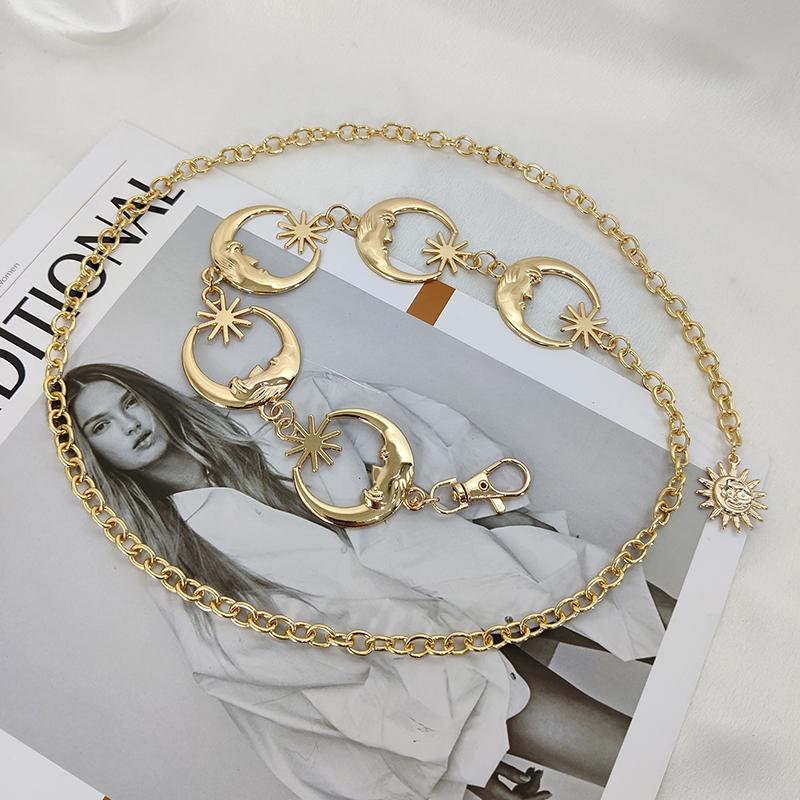 Punk Hip Hop All-match Waist Chain Sun Vintage Metal Womans Belt For Dress Vintage High Waist Chain Belt for Women